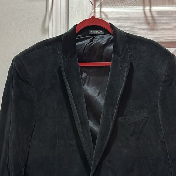 John Varvatos Black Textured Velvet Jacket Blazer Peak Collar 46R - Picture 2 of 16
